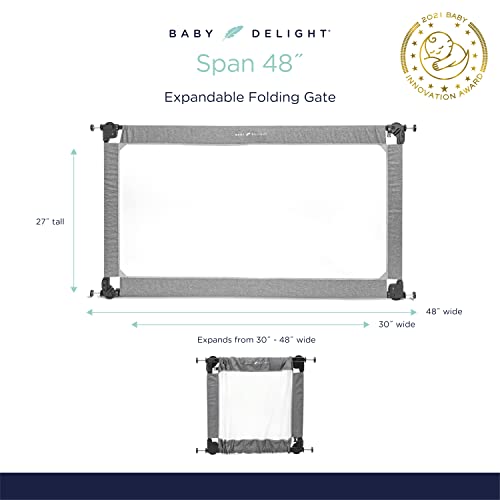 Baby Delight Go With Me Portable Mesh Baby Gate | Span 30-48" Expandable Folding Gate | Pressure Mounted | Charcoal Tweed #TOP2