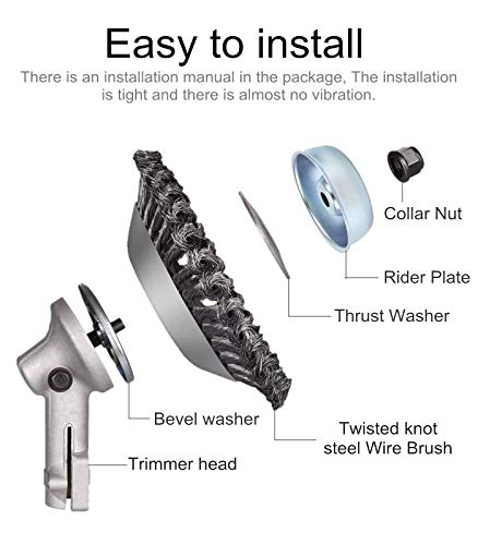 GS Alderaul Upgraded 8 in Steel Wire Brush Cutter Trimmer Head kit, 8 Pcs Weed Eater Wire Brush kit, with Weed Eater Blade Adapter Kit, for String Trimmers, Weed Eater Head, Lawn Mower, Rust Removal.