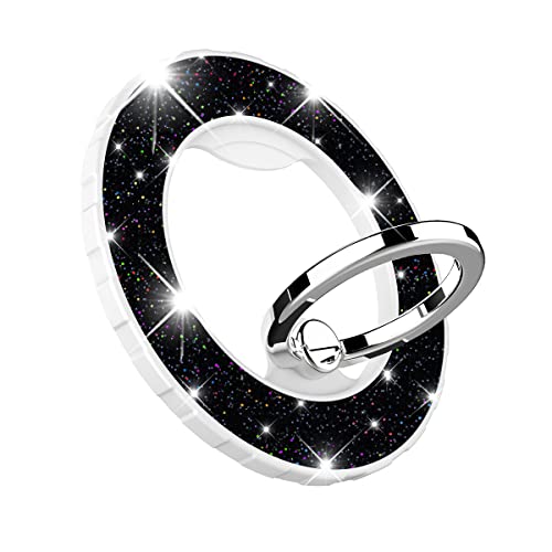 Magnetic Phone Ring Holder for magsafe,DATIMIRA Glitter Magnetic Grip Compatible with iPhone 14 13 12 Pro max,Pro,Plus,Mini Mag Safe Accessories,Adjustable Kickstand Wireless Charging,Black