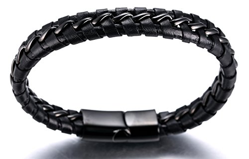 Pulsera de Cuero para Hombre con Cierre Magnético 21.5-23 cm miniatura 4