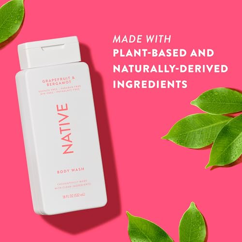 Image of Native Body Wash Contains Naturally Derived Ingredients | For Women & Men, Sulfate, Paraben, & Dye Free Leaving Skin Soft and Hydrating | Grapefruit & Bergamot 18 oz