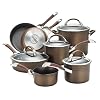 Circulon Symmetry Dishwasher Safe Hard Anodized Nonstick Cookware Pots and Pans Set 11 Piece Chocolate