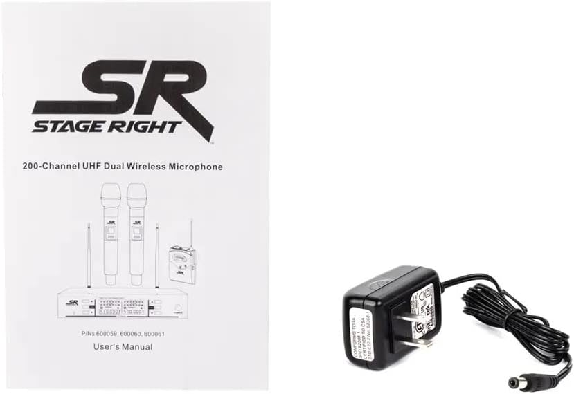 Monoprice 200-Channel UHF Dual Handheld Wireless Microphones System, 262‑Foot (80‑Meter) Range, Perfect for Church, Birthdays, Karaoke, Weddings, Events - Stage Right Series : Musical Instruments