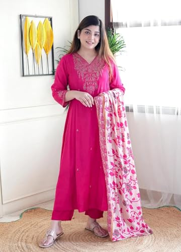 Image of KLOSIA Women Embroidery Kurta and Pant Set with Dupataa