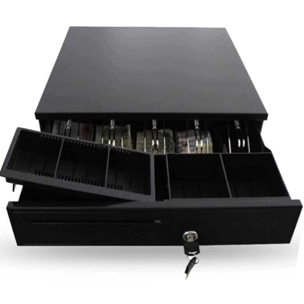 Namibind Smart Manual Metal Cash Drawer for Point of Sale (POS) System with Coin Tray, 5 Bill / 8 Coin (Black) [Cash Drawer]-image-32