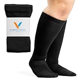 Viasox Black Compression Socks for Women and Men, Knee High Socks 12-15 mmhg Circulation Support for Flight, Travel, L
