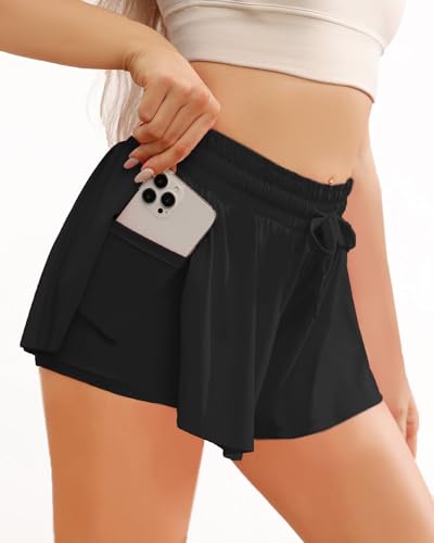 Memorose Flowy Running Shorts for Women Summer Causal Spandex Athletic Workout Shorts with Pockets2