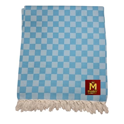Image of Handloom Bhagalpuri Cotton Silk Mix Dull Andi 3D Checked Chadar - Soft Grey Comforter & Odhnewali Blanket for All-Season Sleeping - (220x125cm - Size) (FIROZI)