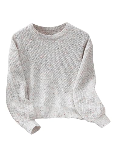 SOLY HUX Girl's Sweater Crew Neck Long Sleeve Drop Shoulder Casual Knitted Pullover Top
