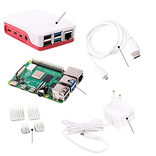 Raspberry Pi 4 Model B 4GB RAM Light Starter Kit Weiß Quad-Core 1 5 GHz 4K Dual HDMI WLAN Bluetooth Gigabit Ethernet USB 3.0 Official Netzteil Gehäuse & Kühlkörper Set