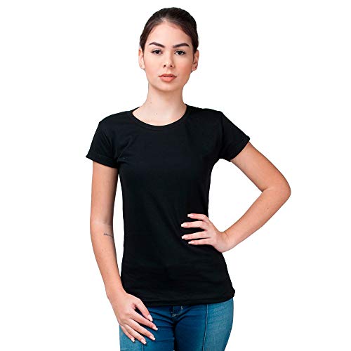 Kit com 3 Blusas Baby Look Básica Part.B Gola Redonda (Preto/Cinza/Branco, P)
