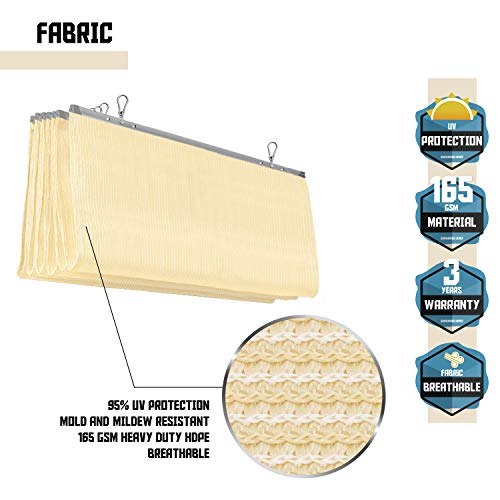 Tang Pergola Shade Cover Retractable Replacement Awning Canopy Shade Cover For Deck Porch Patio Slide Hang Down Wave Shade Cover Removable With Hardware Wire Cable Beige 3'X16' #TOP3