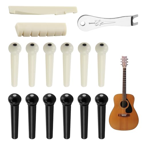 12 PCS Chevilles pour Guitares, 2 Sillets de Chevalet avec 1 Chevilles Extracteur Outil Extracteur...