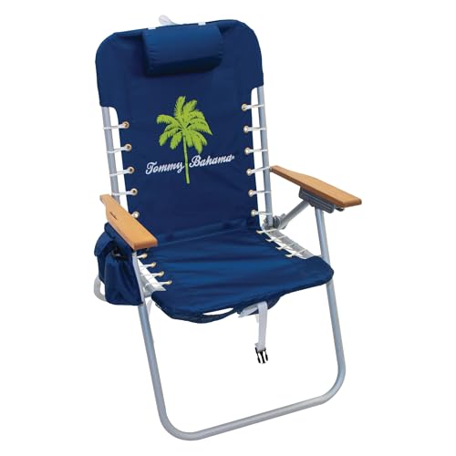 Image of Tommy Bahama Hi-Boy 17 inch Seat Height 4-Position Lace-Up Suspension Folding Beach Backpack Chair