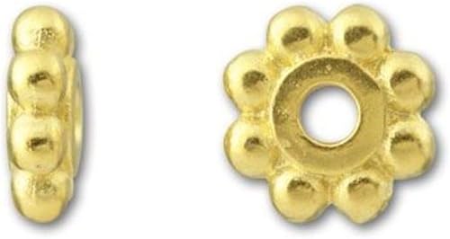 Miniatura 10 de CF110-P - 1000 cuentas espaciadoras delgadas de margarita de 0.177 in, cuentas planas de latón chapado en platino para fabricación de joyas y