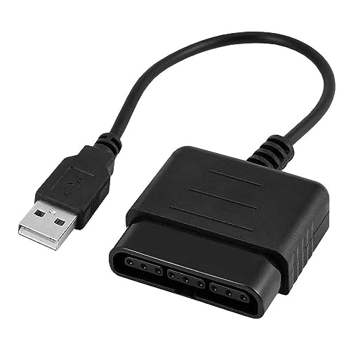 OcioDual Adaptador Conversor USB, Negro, Compatible con Mandos de PSX, PS1 y PS2, Cable Conversor para PC, Ordenadores Portátiles y Consolas PS3