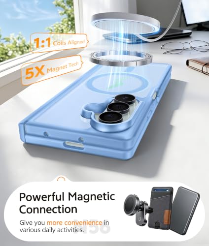 Image of FNTCASE for Samsung Galaxy Z Fold 7 Case: Galaxy Z Fold 8 Ultra Case [Hinge Protection + Screen Protector] [Fit for Magsafe] Military Grade Drop Protective, Translucent Matte Phone Cover - Light Blue