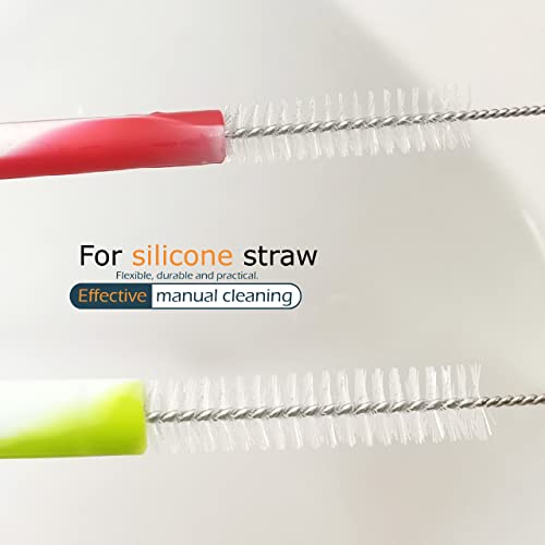 Image of Drinking Straw Cleaning Brushes Set 12 inch Extra Long 12mm Extra Wide Pipe Tube Bottle Cleaner Nylon Bristles Stainless Steel Handle - 12 inch x 1 /2 inch (12mm) - Set of 8