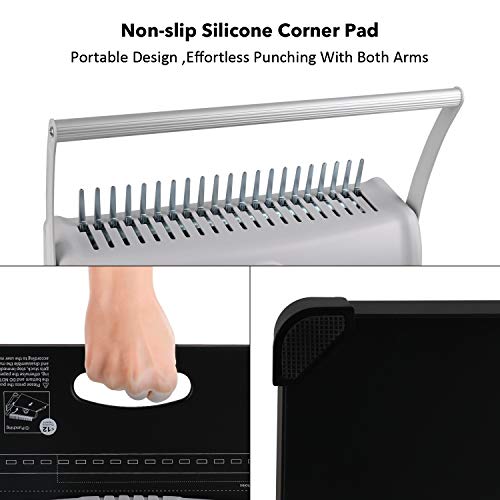 MAKEASY Binding Machine, 21-Hole, 450 Sheet, Paper Punch Binder with Starter Kit 100 PCS 3/8\'\' PVC Comb Bindings, Comb Binding Machine for A4 / A5