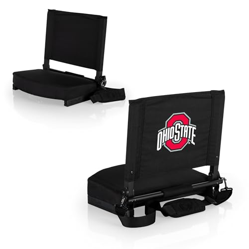 Picnic TIME NCAA Ohio State Buckeyes Gridiron Stadium Seat, Lightweight, Portable Folding Chair for Bleachers and Benches, (Black)