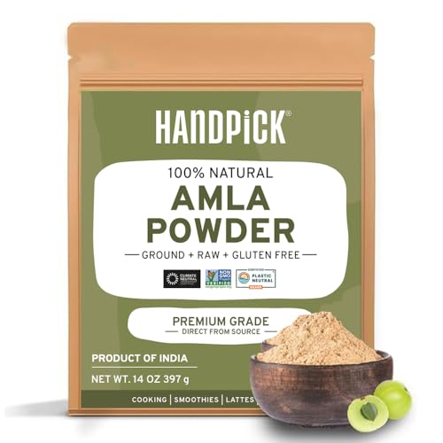 HANDPICK Amla Powder (397g) Gluten-Free AmalakiIn | 100% Halal Certified | Indian Gooseberry Powder | Perfect for Smoothies, Drinks & Recipes | Resealable Zip Lock Pouch