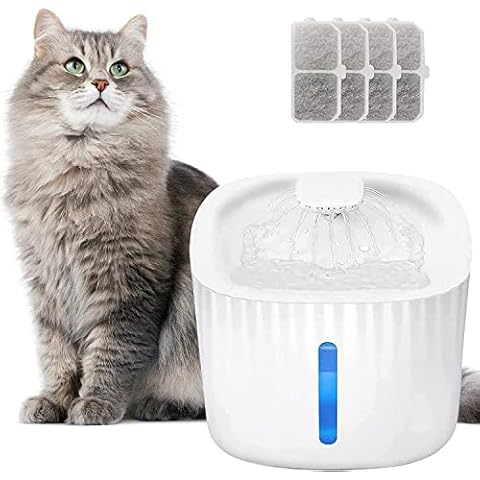 Cat Fountain 3L Flower Fountain for Pets with 4 Filters, Ultra Silent Cat Fountain with LED Indicator for Dogs Cats Birds Rabbits etc Cover