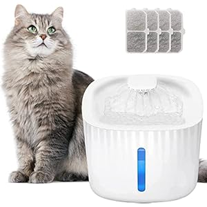Fuente para Gatos, Arespark Fuente Gatos 3 litros, Bebedero Gatos Ultra Silenciosa, con Luz LED Fuente Agua Gatos, con Filtro De Carbón Activado y Bomba De Agua (Blanco)