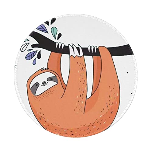 Tapis de souris rond antidérapant vert paresseux 20,3 cm pour éviter les glissements