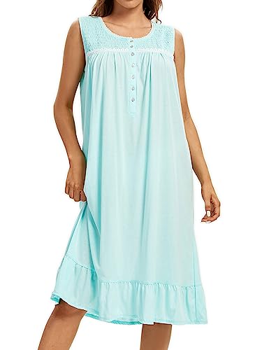 Fmirreo Cotton Nightgown For Women Sleeveless Loungewear Comfy Soft Sleepwear Long Sleepdress Loose Full Length Nightdress #TOP25