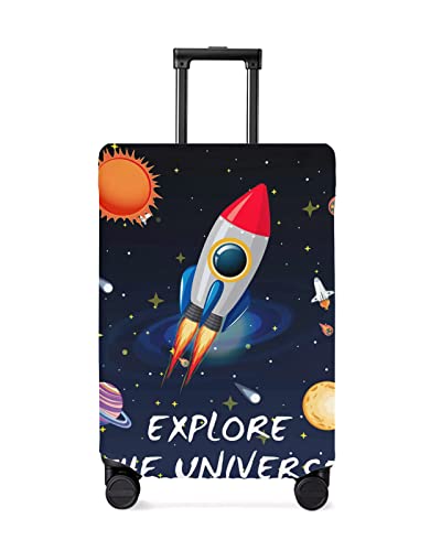 Travel Luggage Cover Medium Suitcase Cover Fit for 22-25 Inch Luggage Luggage Protector Suitcase Cover Explore the Universe Galaxy Vortex Rocket Planet Luggage Cover Protector for Suitcase