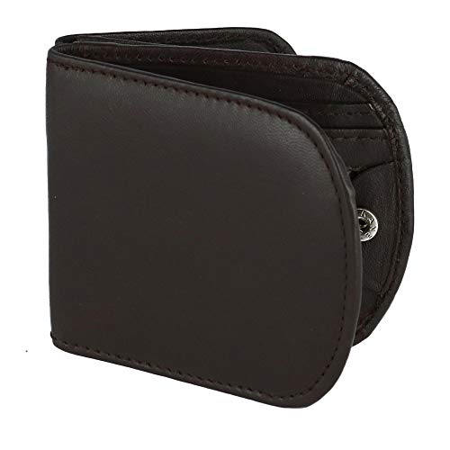 CTM Men's Leather Front Pocket C-Fold Taxi Wallet, Brown2