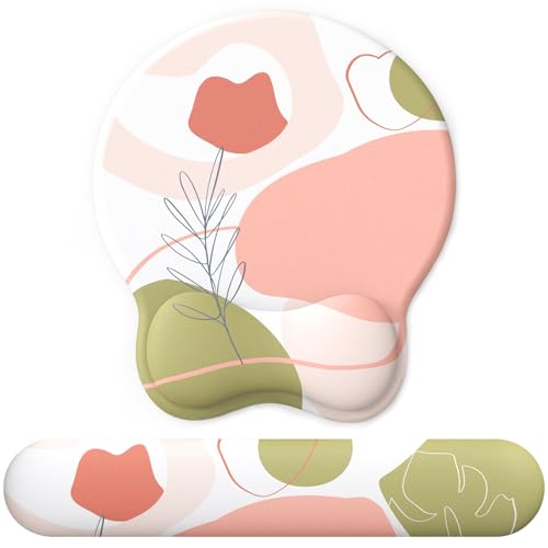 Image of eulps Mouse Pad Wrist Support, Ergonomic Memory Foam Keyboard Wrist Pad & Gel Wrist Rest Set for Computer Keyboard for Easy Typing & Pain Relief for Office & Home (Rose Set)