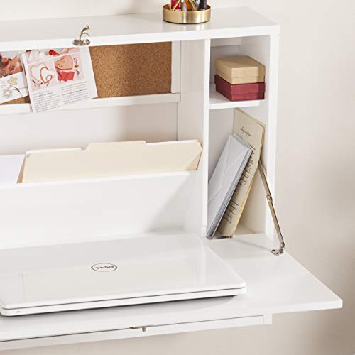 SEI Furniture Willingham Wall Mount Folding Desk, White - Thumbnail 7