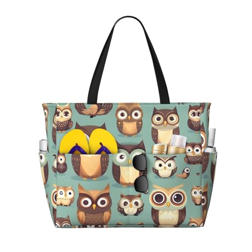 Sac fourre-tout hiboux imperméable noir de voyage en taille unique