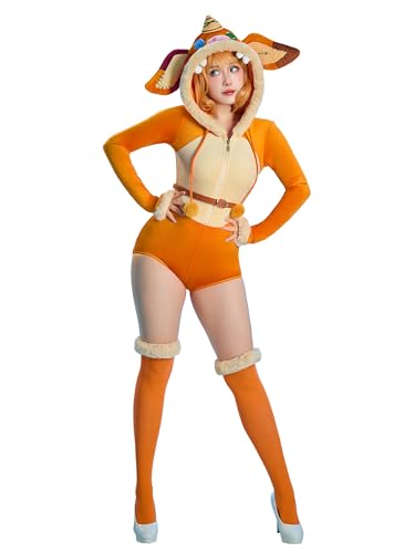 Mobbunny Anime Derivative Onesie Pajamas Monster Cosplay Costume Plush Bodycon Romper Fluffy Pig Hoodied Bodysuit (XL)