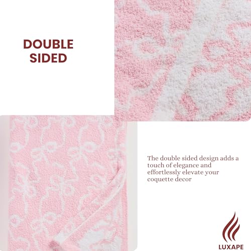 Image of Bow Blanket Pink Bows Soft Throw Blanket Reversible Premium Cozy Fabric for Best Comfort - for Infant,Toddler,Newborn,Nursery,Girl,Throw,Crib,Stroller,Gift (Pink Bows Teddy, 50x60 in)