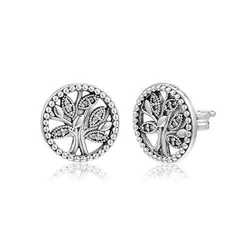 Boucles d'oreilles arbre de vie anti allergie en argent pour peaux sensibles