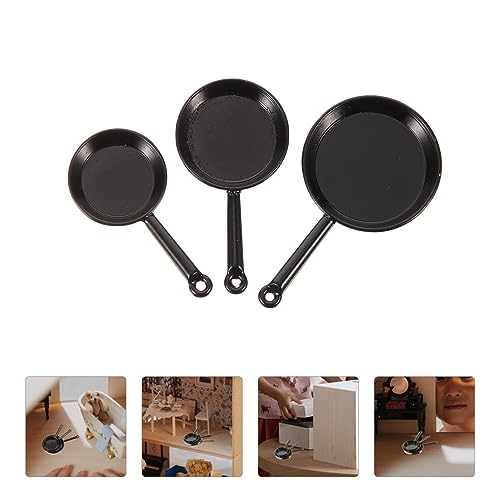 BESTOYARD Conjunto De Panelas De Metal Em Miniatura Para Casa De Bonecas 3 Peças Escala 1/12 Panelas