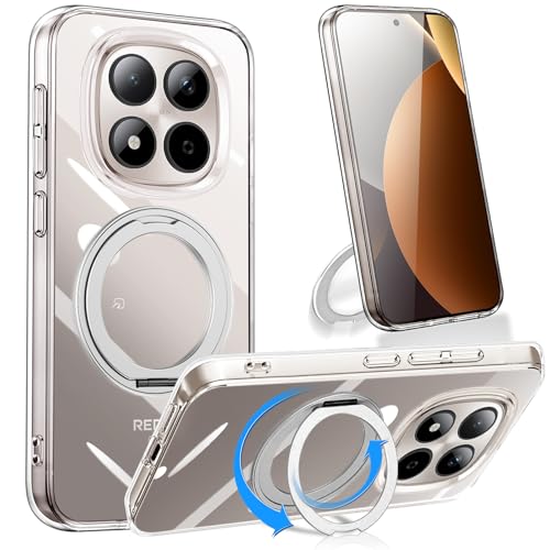 Loodoomo Xiaomi Redmi Note 15 Pro 5G �p�� �P�[�X �N���A �����O�y360°��]�X�^���h�E�c�����Ή��z�c�����p�x �V���I�~ ���h�~ �m�[�g 15 �v�� 5G �J�o�[ �X�}�z�P�[�X �S���� TPU �ϏՌ� �X�^���h�@�\�t��