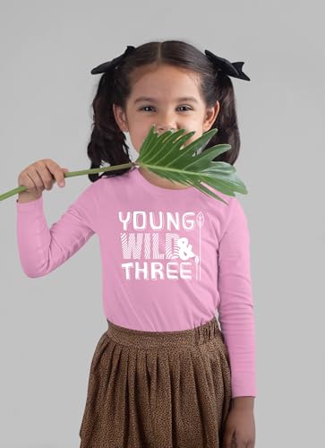 Image of Young Wild and Three Girl 3rd Birthday Outfit Toddler Shirts 3 Year Old Girls Third Party Tshirt