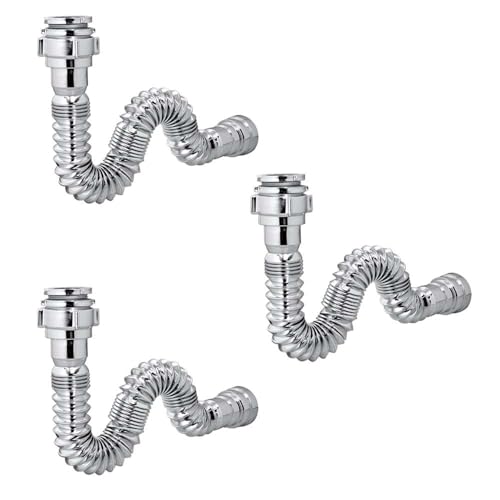 Kit 3 Sifão Sanfonado/extensivo Universal Abs Cromado