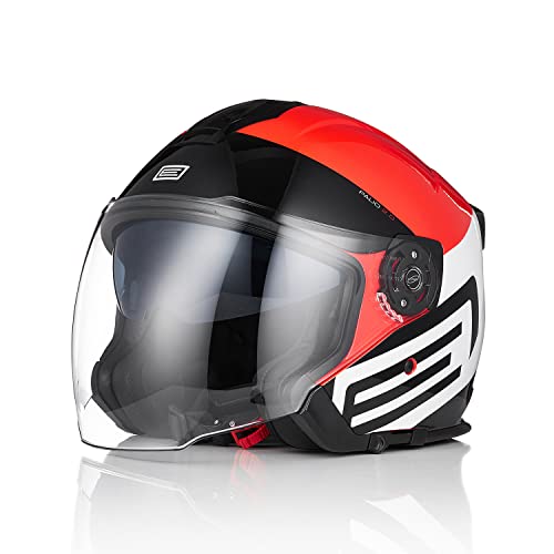 ORIGINE Casco Moto Jet Casco Moto Abierto Scooter para Hombre Adultos con Doble Visera Homologado ECE 22-06