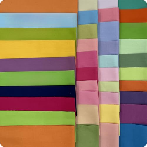 Image of 7Pcs 20 inch x 20 inch Cotton Fabric DIY Making Supplies Quilting Patchwork Fabric Fat Quarter Bundles DIY for Quilting Cotton Patchwork Cushions (Solid, 2.4 inch x19 inch)