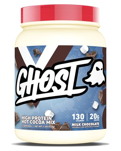 GHOST High Protein Hot Cocoa Drink Mix, Milk Chocolate - Creamy & Smooth Hot Cocoa Powder with 20g Hydrolyzed Whey Protein & Mini Marshmallows - Easy Mix Seasonal Drink - Gluten-Free