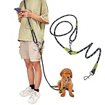 pawstrip Hands Free Dog Leash Crossbody Dog Running Leash Handsfree Pets Rope for Hiking Training Heavy Duty Reflective Pet Walking Belt (Black)