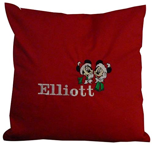 Giftsabc Personalised christmas cushion with Mickey and minnie (red)
