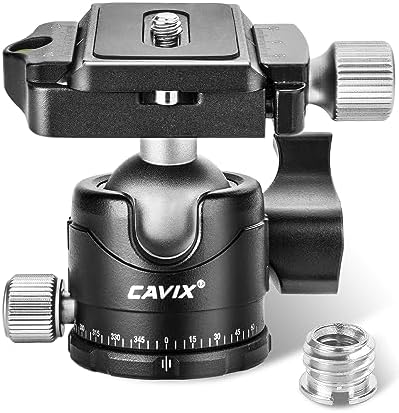 CAVIX Ball Head Mount with 1/4" Screw Arca Type Quick Release Plate 360 Degree Swivel Tripod Ball Head Loading 22lb/10kg
