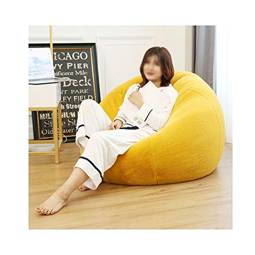 QWERTY Sofa Bean Bag/Bean Bag Cover Sofa Slipcover/Panelled Classic Bean Bag Chair - Large, 80cm X 110cm - Indoor Outdoor Water Resistant BeanBags (Color : Yellow, Size : Large (EPS))