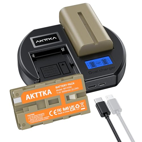 Baterías NP-F550 3000mAh cargador rápido PD18W dual LCD pantallas Sony DSLR