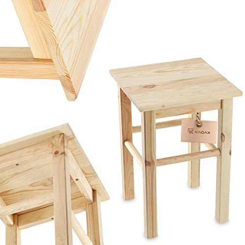 KADAX Taburete de madera, reposapiés de madera de pino natural sin pintar, reposapiés en 3 modelos diferentes, silla de bar, taburete de escalón, taburete de madera (cuadrado)